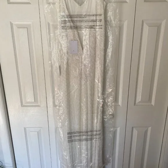 Lulus Cherished Vow White Beaded Backless Mermaid Maxi Dress - Size M - Picture 8 of 8